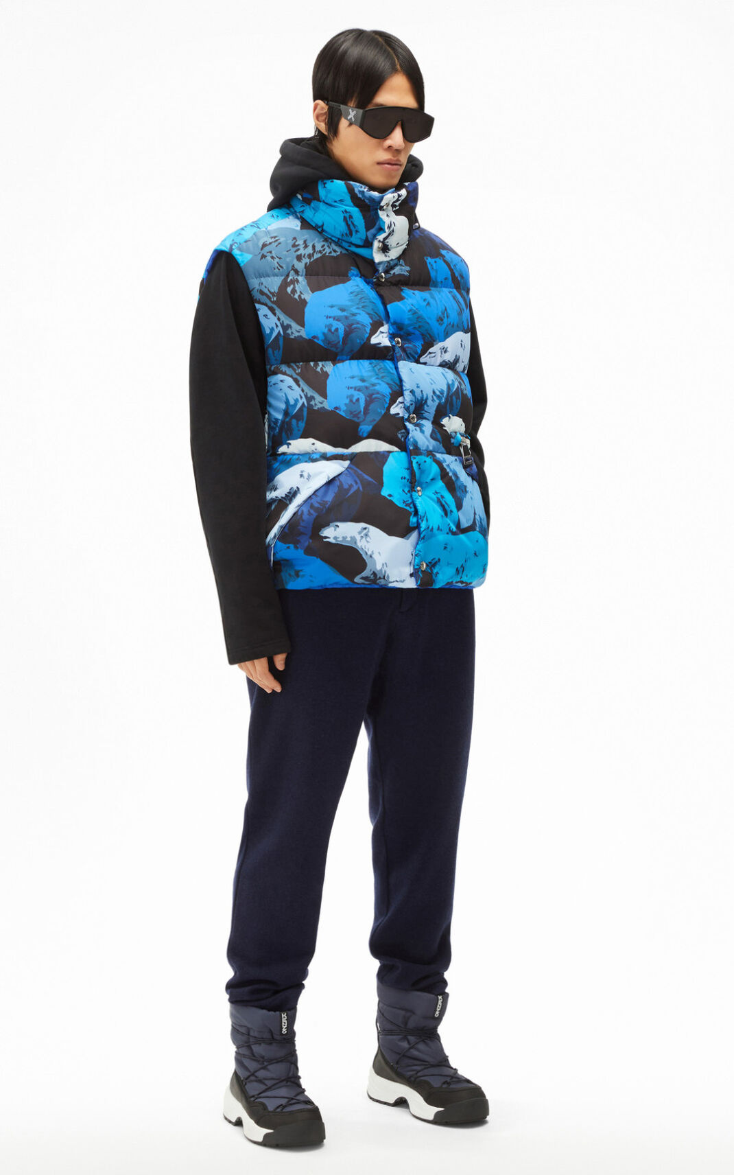 Kenzo Polar Bear Vest Ceket Erkek Siyah | 7159-ZAVKI
